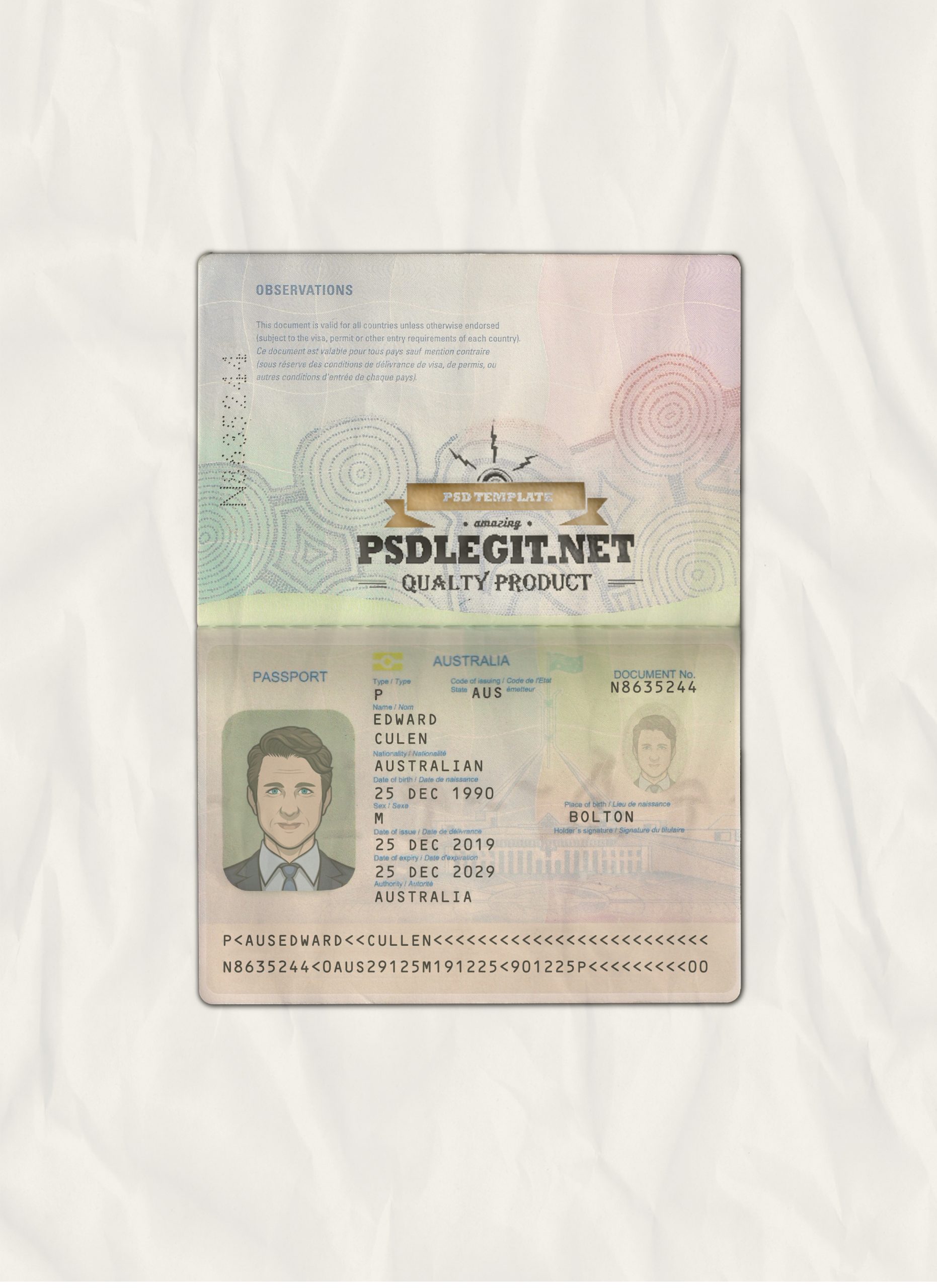 Australia Passport PSD Template New - PSDLEGIT