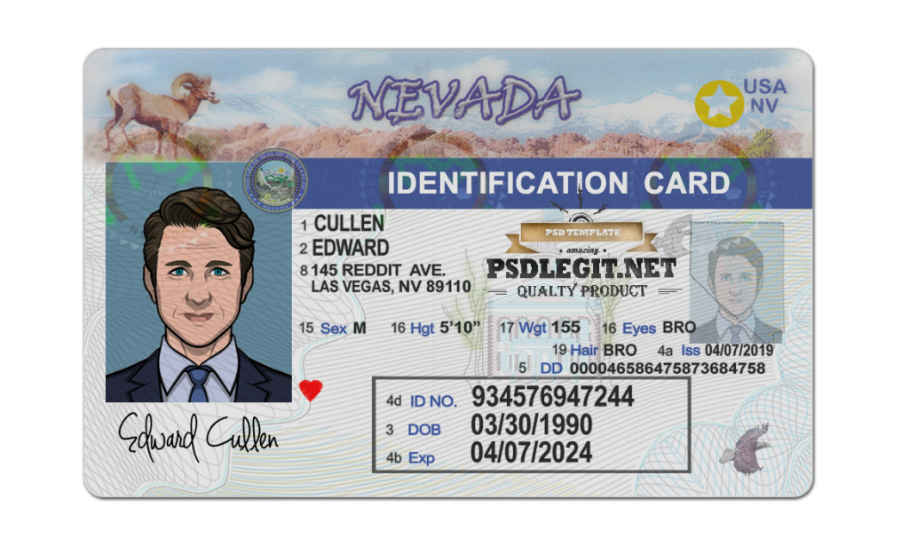 Nevada ID Card PSD Template - PSDLEGIT