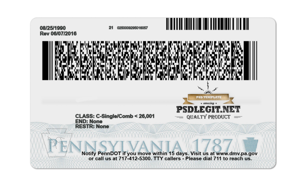 Pennsylvania ID Card PSD Template PSDLEGIT