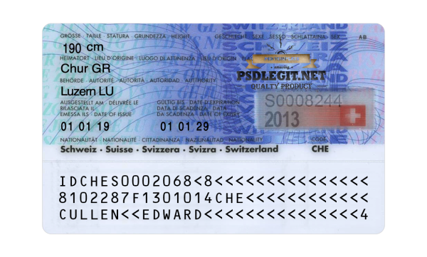 Switzerland ID Card PSD Template - PSDLEGIT